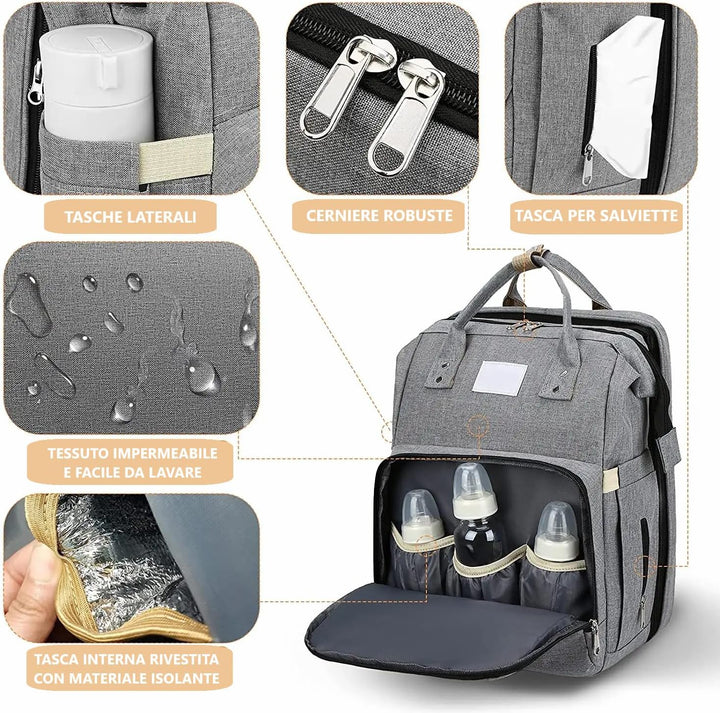 Frabe Family Wickelrucksack, Mama-Rucksack, Wickeltasche, grosser Wickelrucksack, Oxford, multifunkt