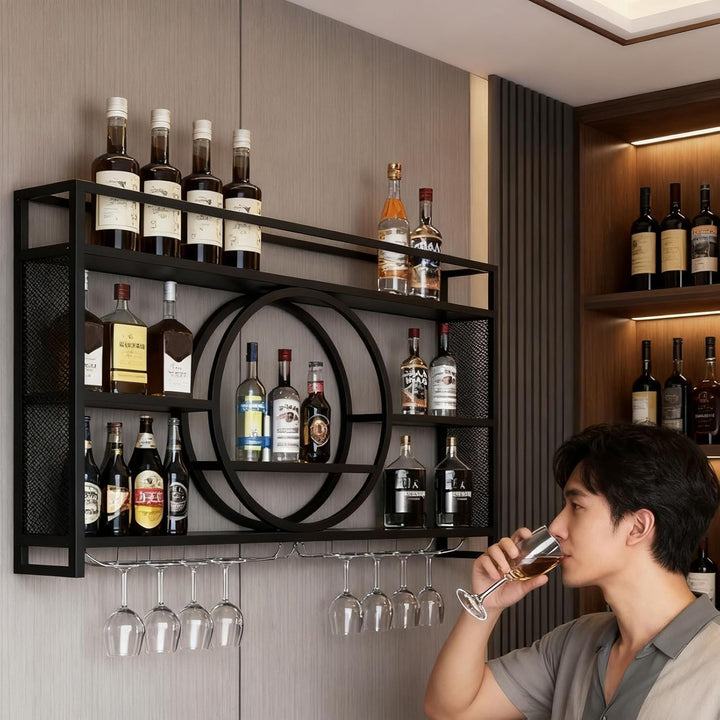 Regal Metall Weinregal Hängend Flaschenregal: Bar Regale Wand Wandmontierte Weinregale Für Bar, Rest