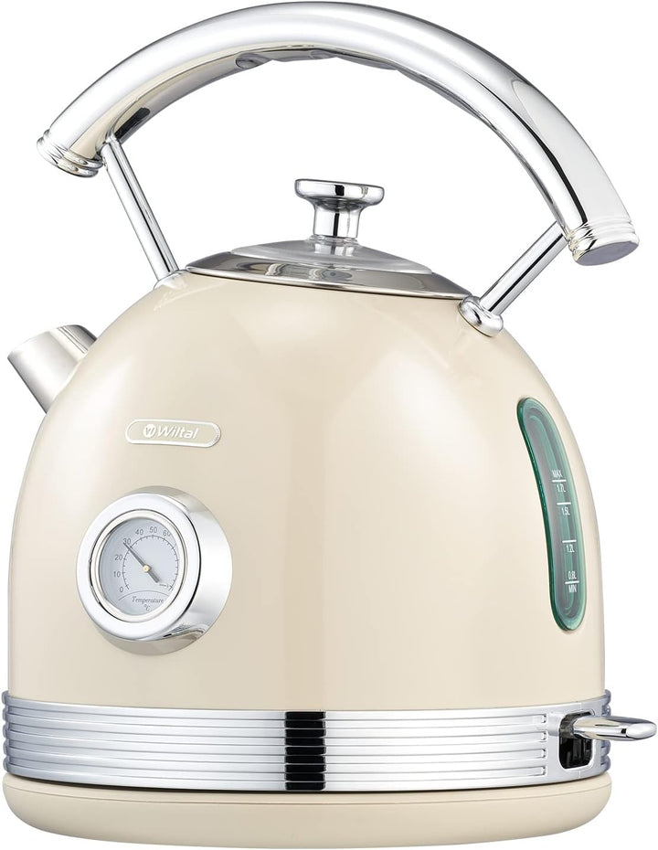 Wiltal Wasserkocher Retro, Edelstahl Design-Wasserkocher aus Elektrischer, Toaster Wasserkocher set