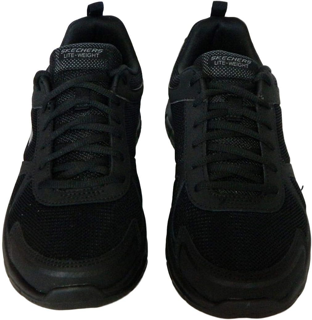 Skechers Herren Sneaker Sportschuhe 39 EU Black Leather Mesh Pu Red Trim, 39 EU Black Leather Mesh P