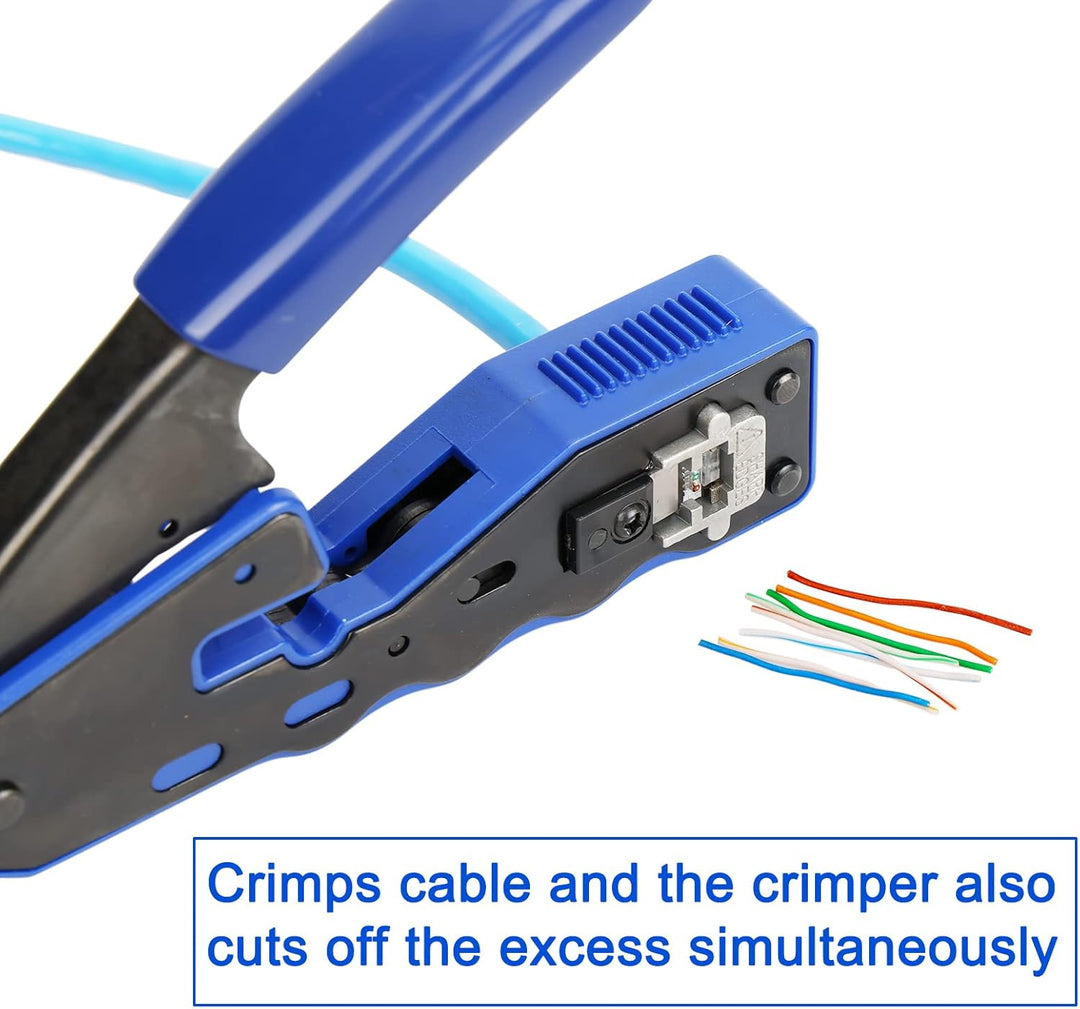 Hiija RJ45 Crimpzange, RJ45 Crimpwerkzeug Durchgang Cat5 Cat5e Cat6 Crimpwerkzeug-Set für RJ45 regul