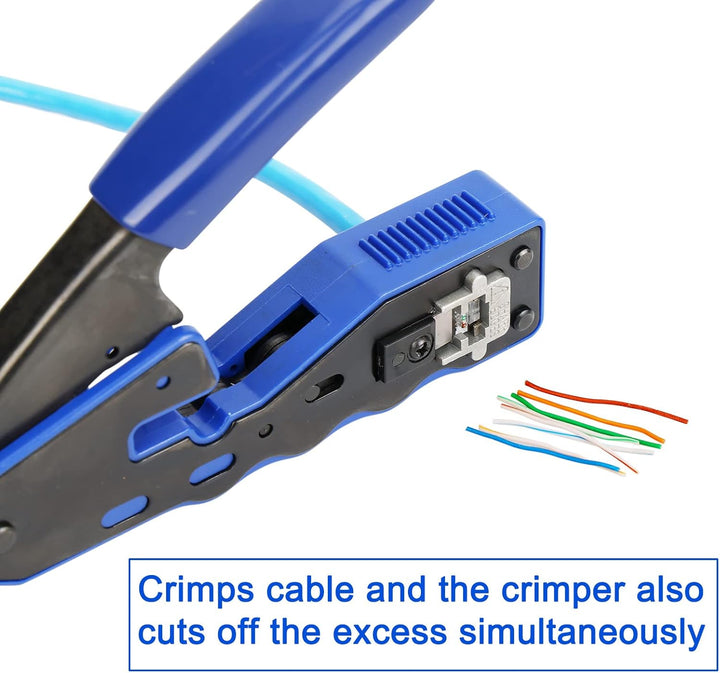 Hiija RJ45 Crimpzange, RJ45 Crimpwerkzeug Durchgang Cat5 Cat5e Cat6 Crimpwerkzeug-Set für RJ45 regul