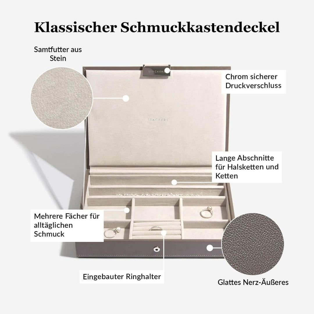 Stackers Nerzgrau Klassisch Schmuckschatulle Deckel Mink, Mink