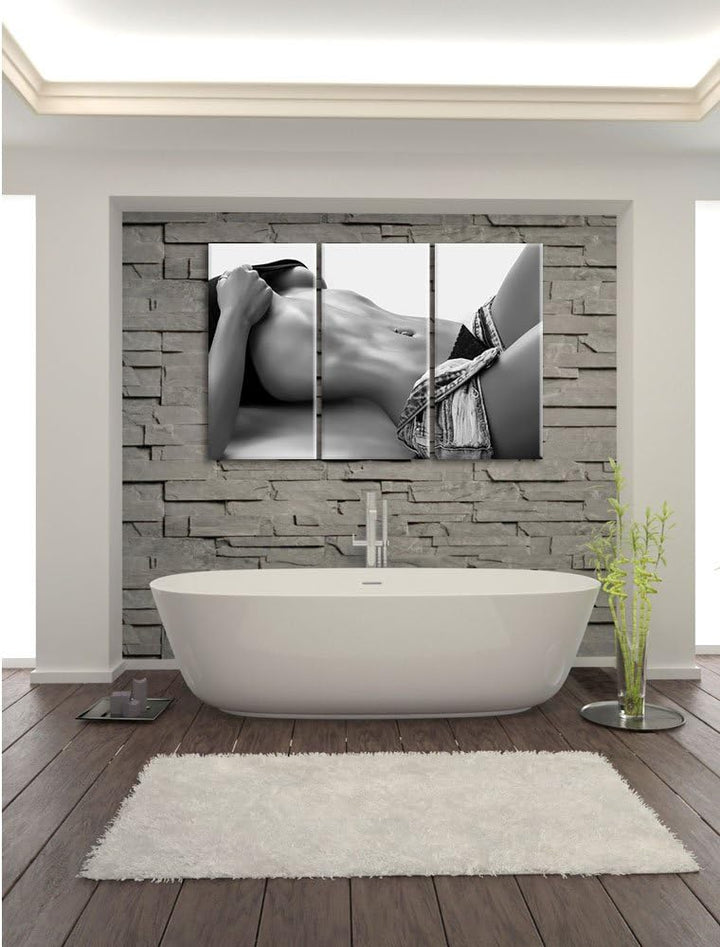 Pixxprint Sexy Frau mit schönem Körper als Leinwandbild/Grösse: 3 Teilig (120x80 cm) cm/Wandbild/Kun