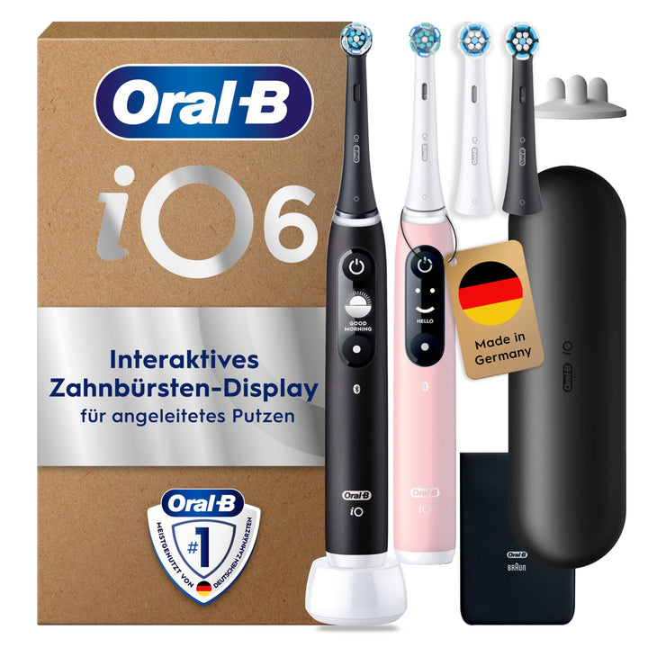 Oral-B iO Series 6 Plus Edition Doppelpack Elektrische Zahnbürste/Electric Toothbrush, PLUS 4 Aufste