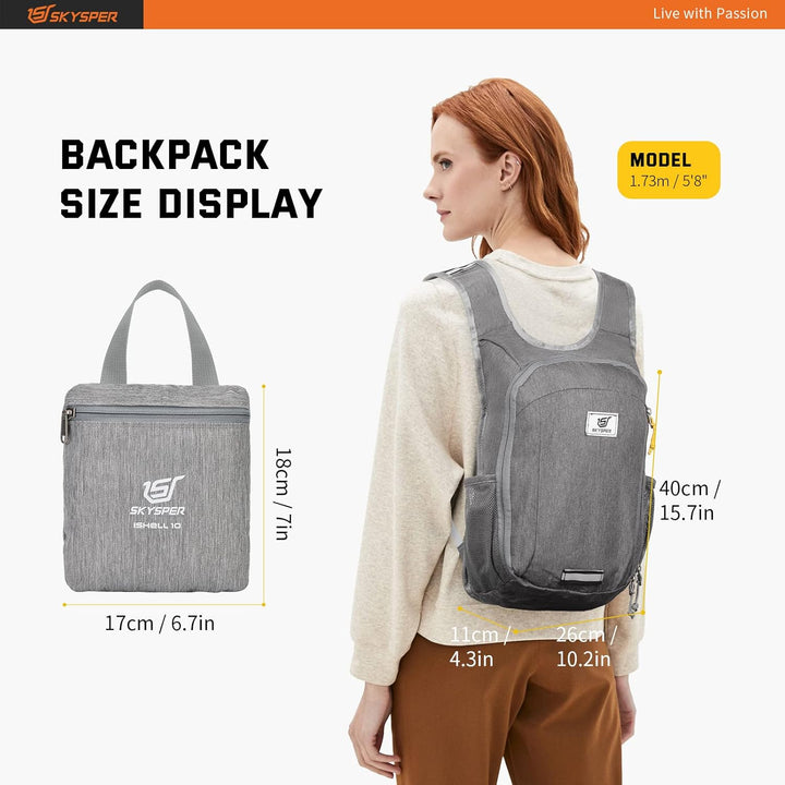 SKYSPER 10L/15L/20L Faltbarer Rucksack Ultraleicht Tagesrucksack Wasserfest Daypack Reiserucksack Wa