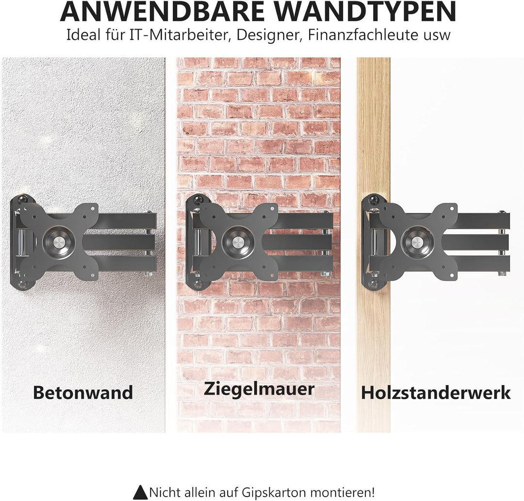 WALI Vollbewegliche TV Wandhalterung, Schwenkbar, Neigbar &amp; Drehbar, für 13-32 Zoll LED/LCD/OLED TV