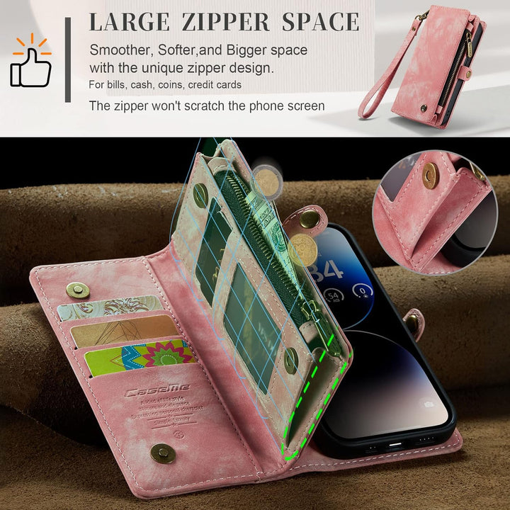 UFinetech iPhone 14 Pro Hülle, Flip Leder TPU Stossfeste Kartenfach Tasche Handyhülle iPhone 14 Pro(