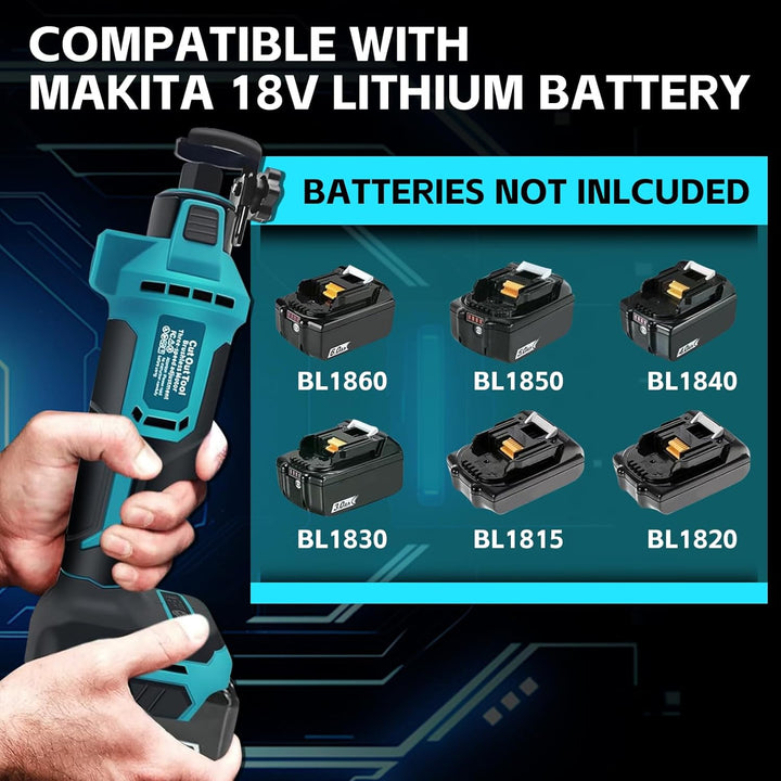 Akku Rotationsschneider Kompatibel mit Makita 18V Batterie, Trockenbau Ausschnittwerkzeug Kabellos S