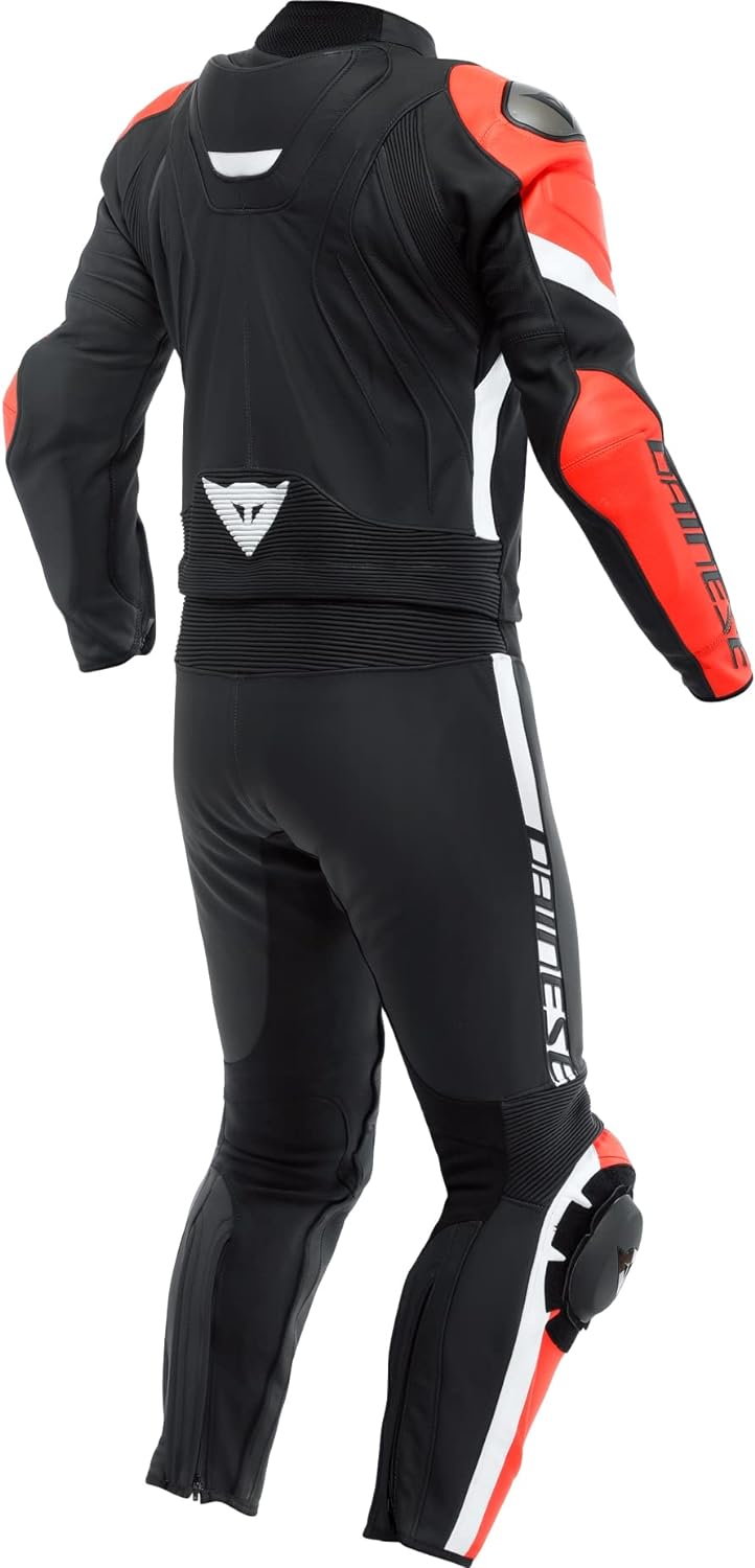 Dainese Avro 4 2-Teiler Motorrad Lederkombi (Black/Red/White,54) 54 BLACK-MATT/FLUO-RED/WHIT, 54 BLA