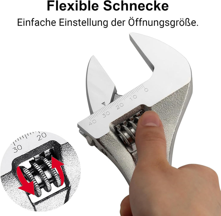 Jetech Verstellbarer Schraubenschlüssel 300 mm （12 Zoll – Profi-Rollgabelschlüssel mit breiter Backe