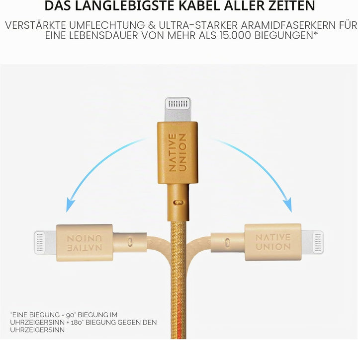 Native Union Belt Cable USB-C auf Lightning – 10ft Ultrastarkes, Verstärktes Kabel [MFi-Zertifiziert