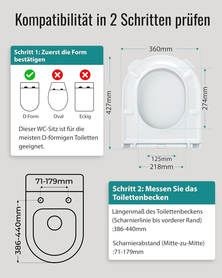 HySail Toilettendeckel mit Absenkautomatik, Benutzerfreundlichem Hygienischem Griff, Schnellverschlu