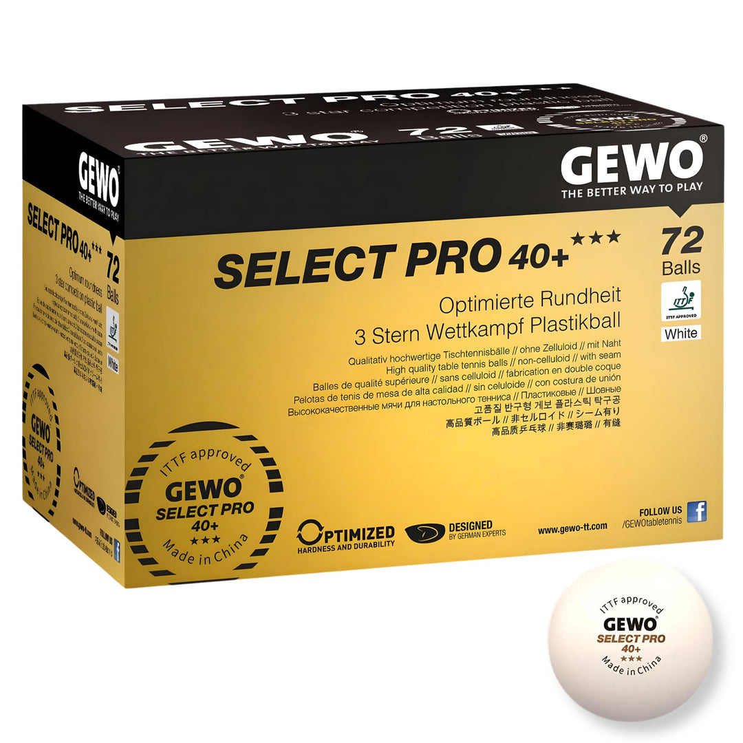 GEWO Select Pro 40+ Tischtennisball 72 Stück Weiss, 72 Stück Weiss