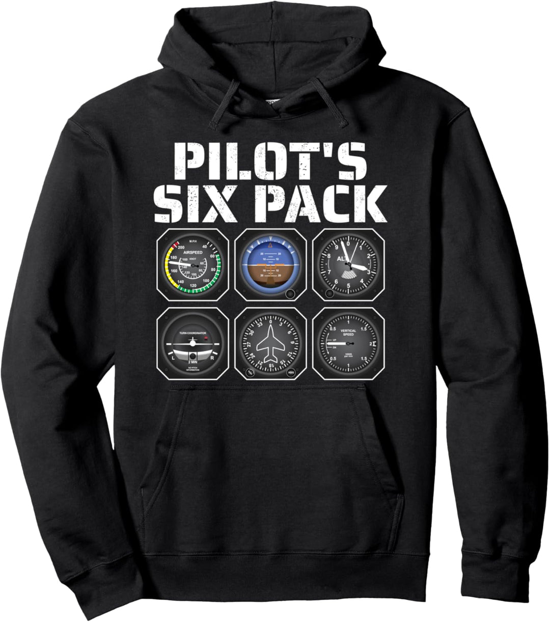 Pilot's Sixpack Fun Flight Instruments Six Pack Pullover Hoodie
