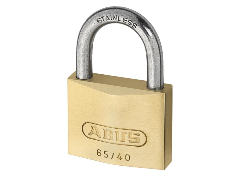Abus - 65IB/40 40mm Messing Vorhängeschloss Edelstahl Schäkel Carded - ABU65I... 40mm single Edelsta