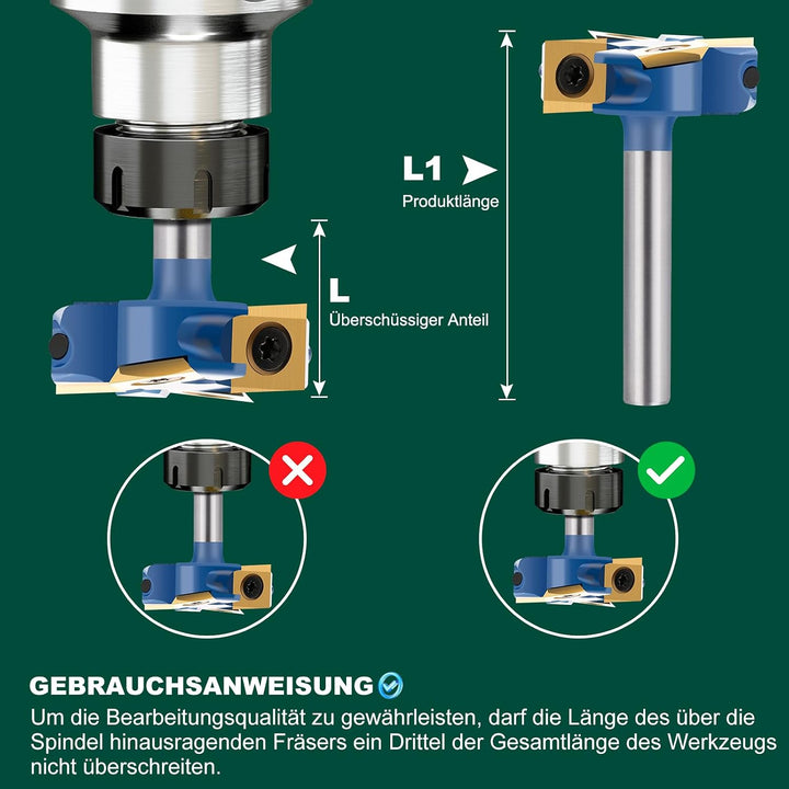 Planfräser 8mm Schaft 4 Zähne Ø 38.1mm Planfräser für oberfräse Hobmlfräser mit Wendeplatten Nutfräs