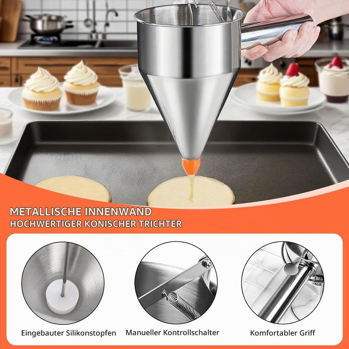 Teigspender Teigportionierer, 1.2L Teigportionierer Edelstahl Pfannkuchen Teigspender eigspender mit