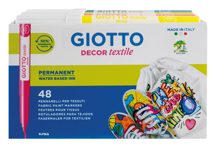 Giotto 4947 00 Decor Fasermaler, Farbstifte für Leinwand 48 Stück , 48 Stück (1er Pack), 48 Stück (1