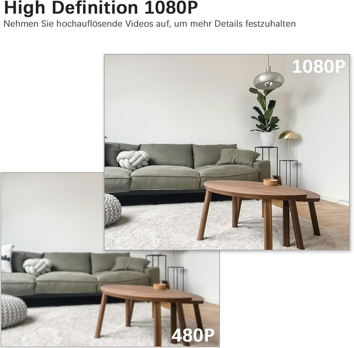 1080P Mini Kamera Überwachungskamera Aussen mit 450mAh Akku | Mini Überwachungskamera Aussen mit Vid