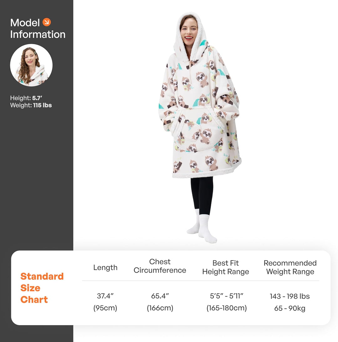 Giggling Getup tragbare Decken Hoodie – Übergrosse Flanell Sherpa Fleece Sweatshirt Decke für Erwach