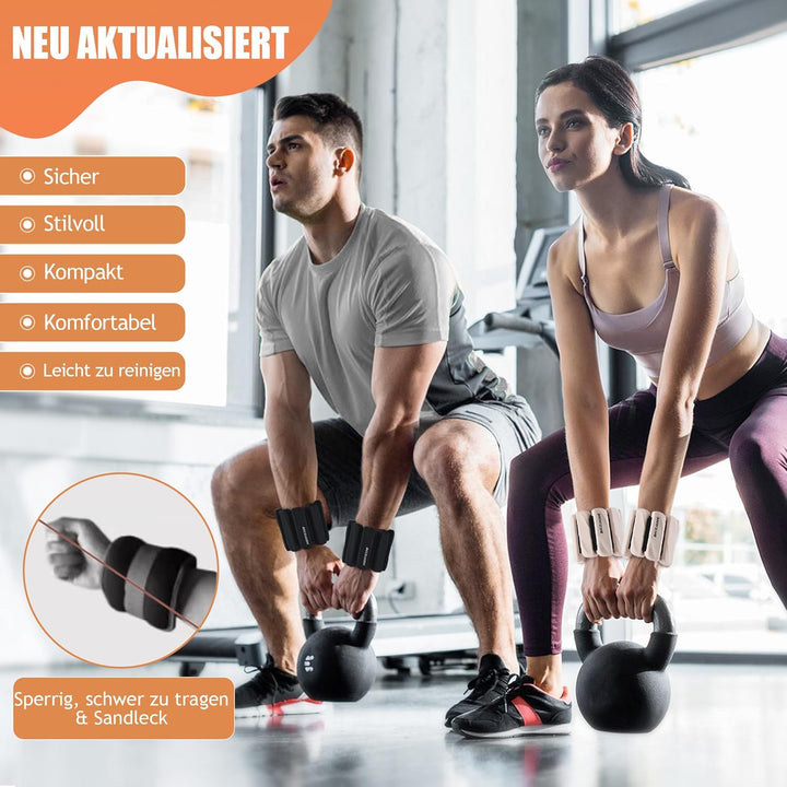 BECOJADDE Gewichtsmanschetten fuss 0.45 KG / 0.9 KG Je Gewichte für Beine und Arme Set 2 Ankle Weigh