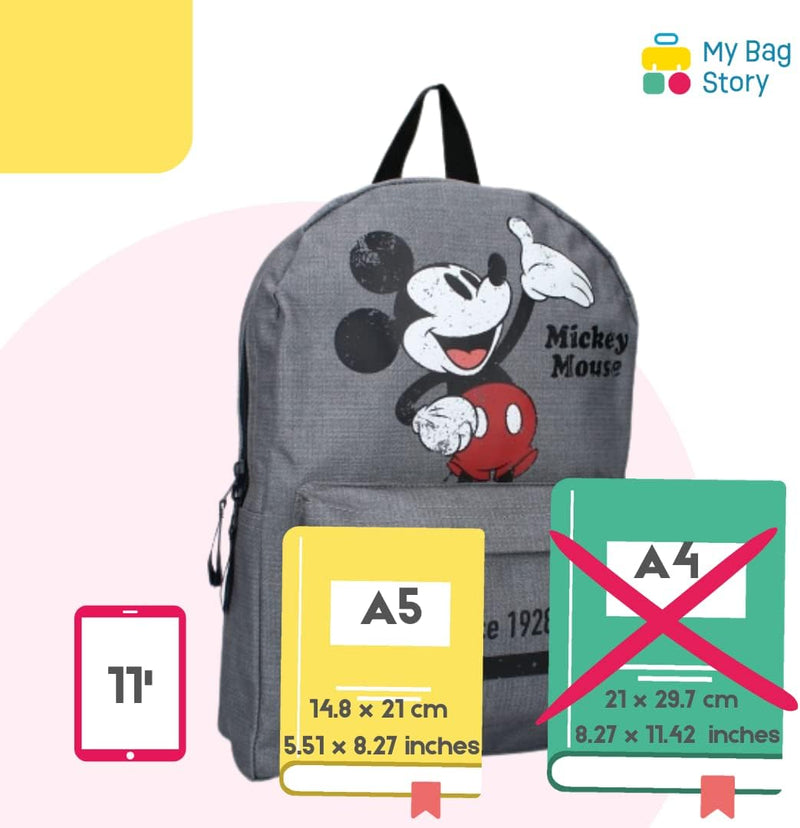 mybagstory - Rucksack – Mickey Mouse – Grau – Disney – Kinder – Schule – Kindergarten – Kindergarten