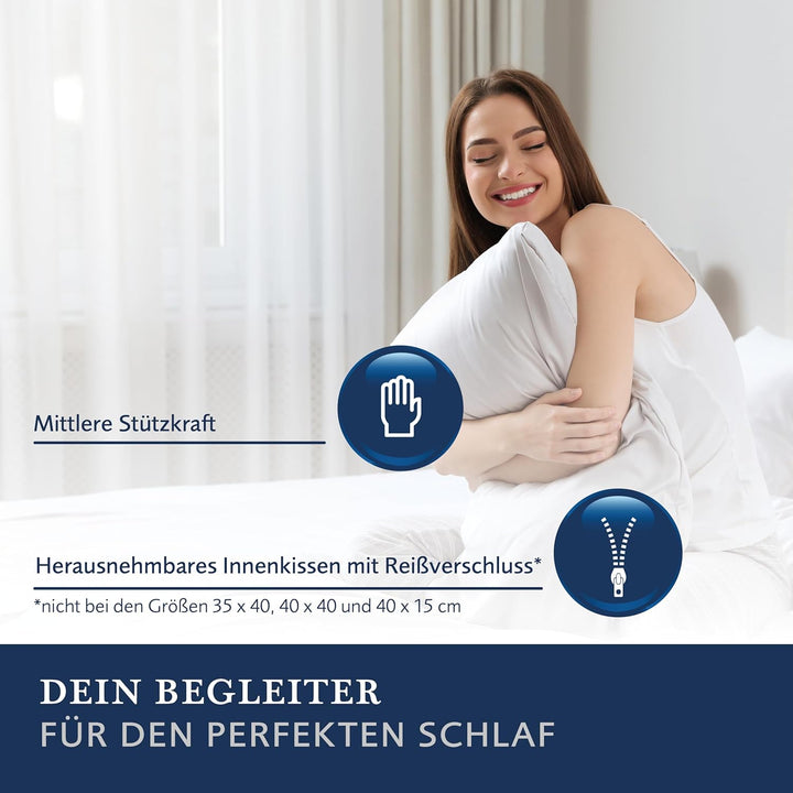 billerbeck Faserkissen | Classic-Clean | 40 x 80 cm | mittlere Stützkraft | bis 95° C waschbar | All