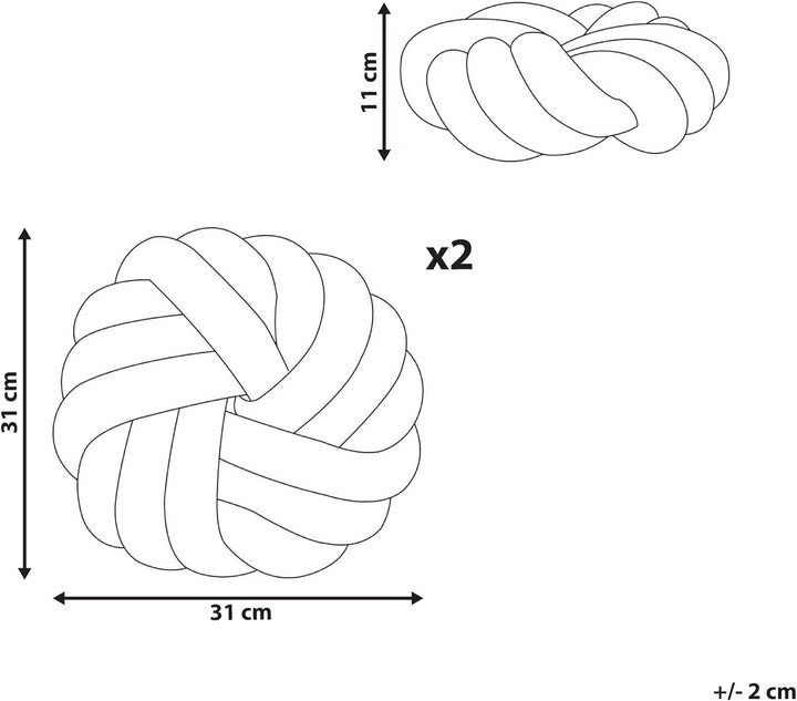 Set aus 2 Knotenkissen modern Gelb Bouclé Plüsch Geflecht 31 x 31 cm Akola