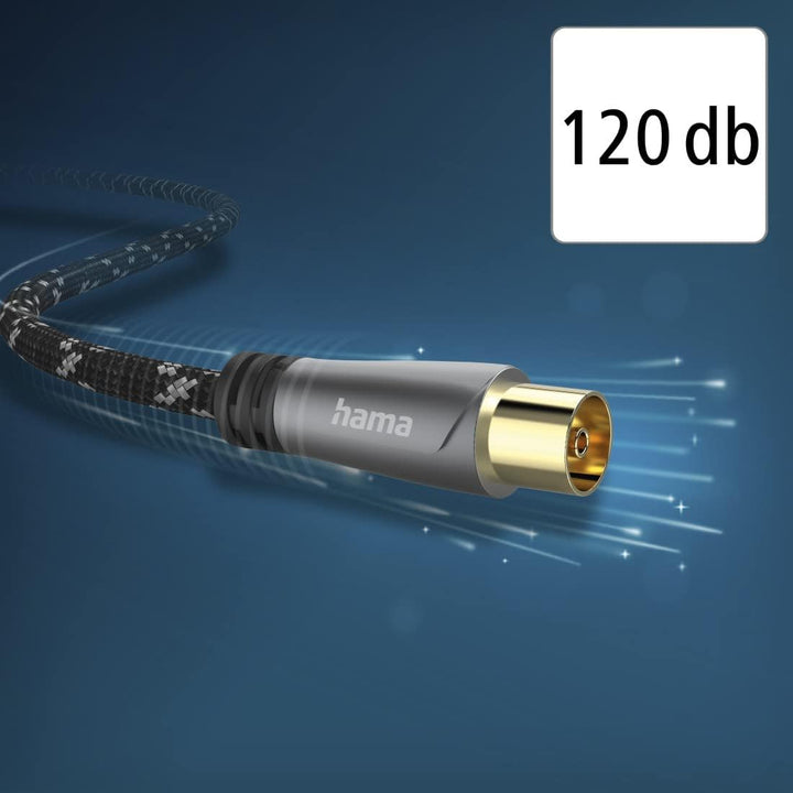 Hama Antennenkabel Koax 10 m lang 120 dB (Koax Stecker - Kupplung, Koaxialkabel HD TV, 8K, zur Verbi