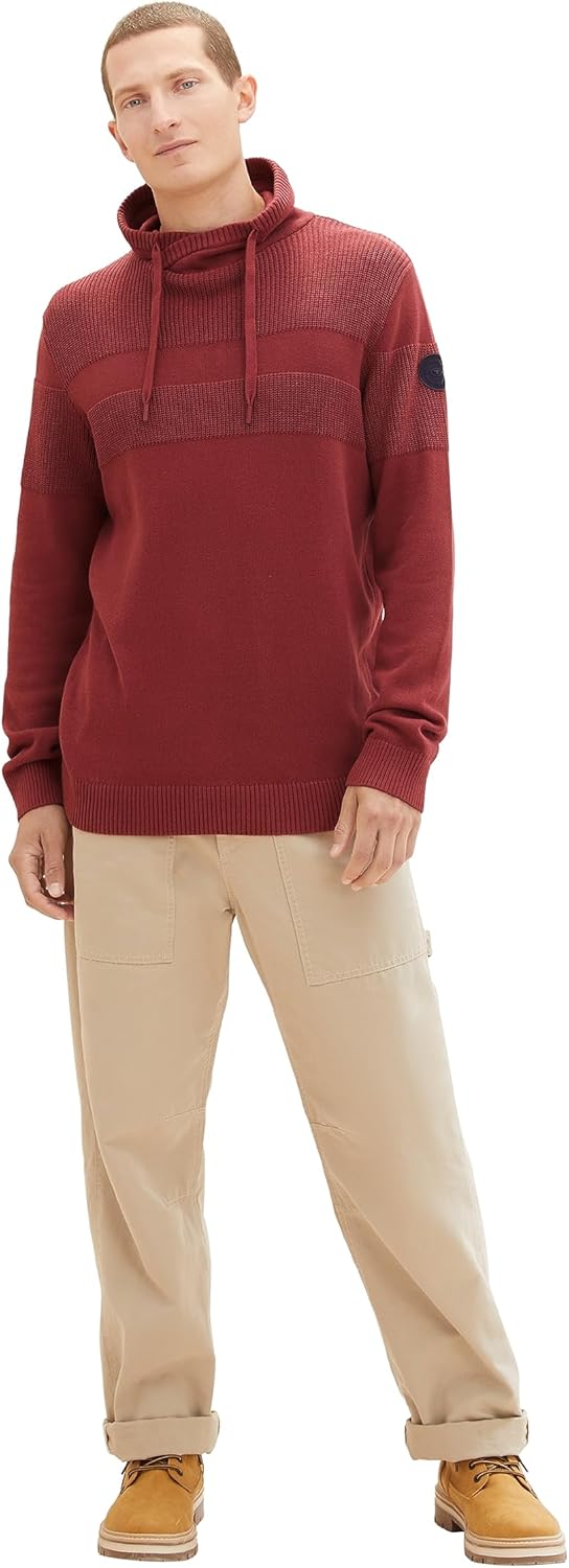 TOM TAILOR Herren Strick-Snood aus Baumwolle, 32220 - Burned Bordeaux Red