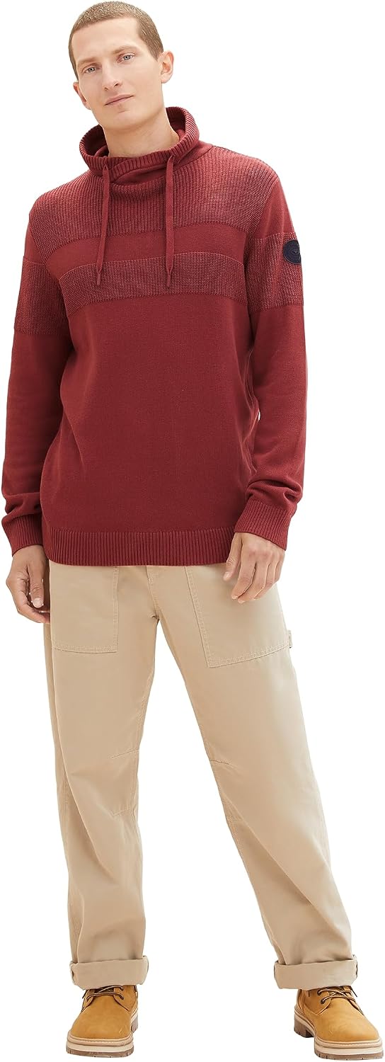 TOM TAILOR Herren 1038247 Strick-Snood aus Baumwolle (1er Pack) L 32220 - Burned Bordeaux Red, L 322