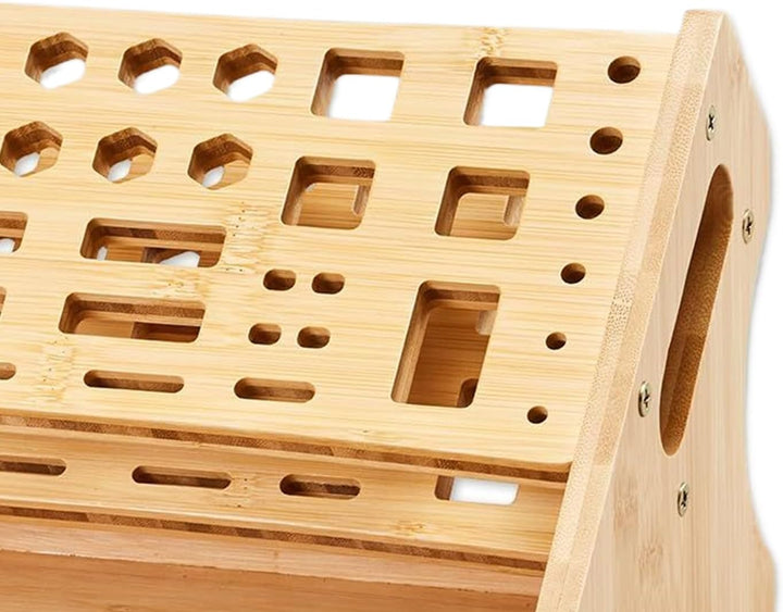 Schraubendreher Halter - 53-Loch Holz Aufbewahrungsregal mit Tablett | Desktop Werkzeugorganizer - F
