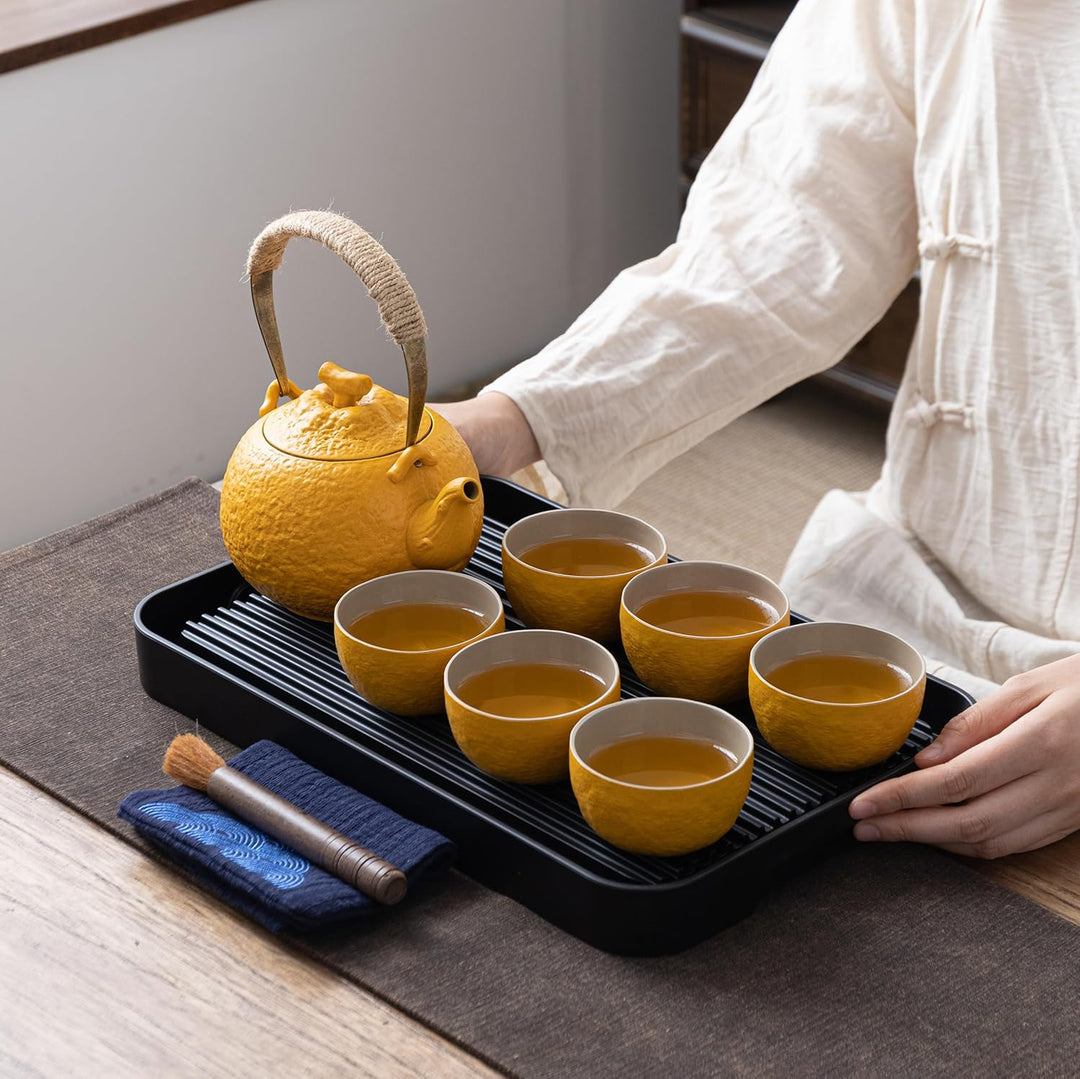 TEANAGOO Teekanne Komplettes japanisches Teeset für Frauen, orangefarbenes asiatisches Keramik-Teese