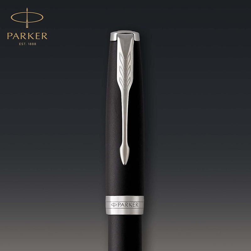 Parker Sonnet Füller | Matt-Schwarze Lackierung mit Palladiumzierteilen | Füllfederhalter mit mittle