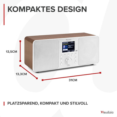 Audizio Genua DAB Radio mit Bluetooth – Stereo DAB Plus Radio mit Fernbedienung, 60 Speicherplätze,