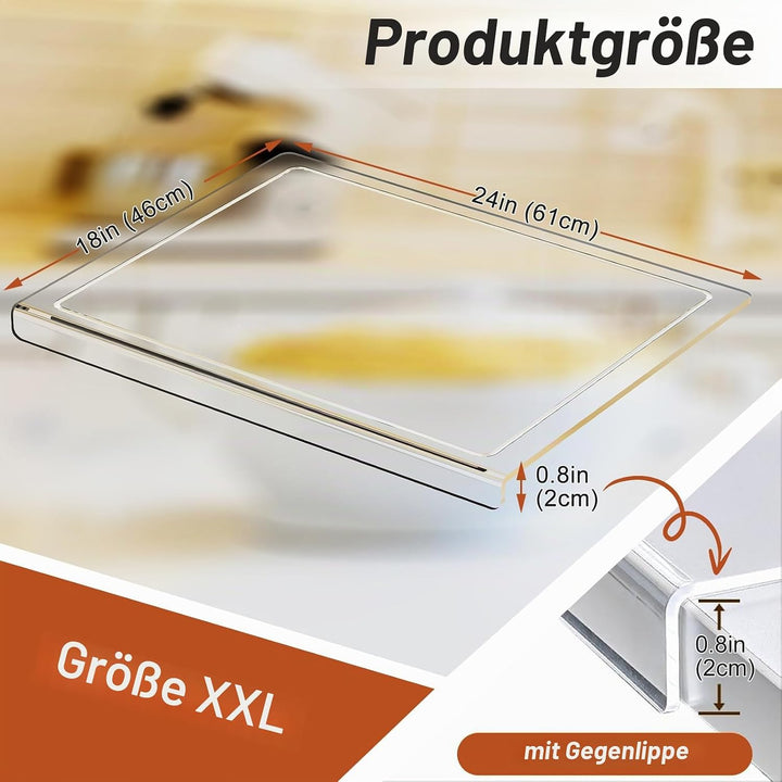 JJL Acryl-Schneidebrett mit Saftkanal 61 x 46 cm - BPA-frei, rutschfest, transparent - Multifunktion