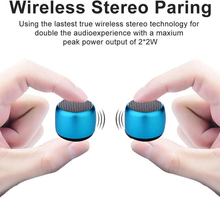Eageroo Bluetooth Mini Lautsprecher tragbar Speaker,Stereo Klang mit tiefem Bass Technologie,Blau, B