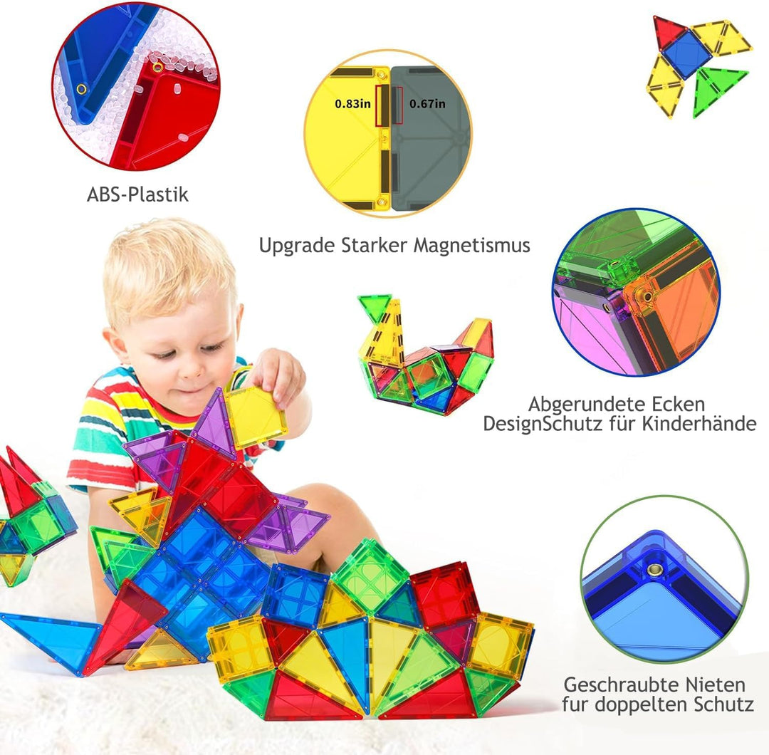 Magblock 120 Stück Magnetische Bausteine, Magnet Spielzeug Magnetspiele Kinderspielzeug Kinder für 3