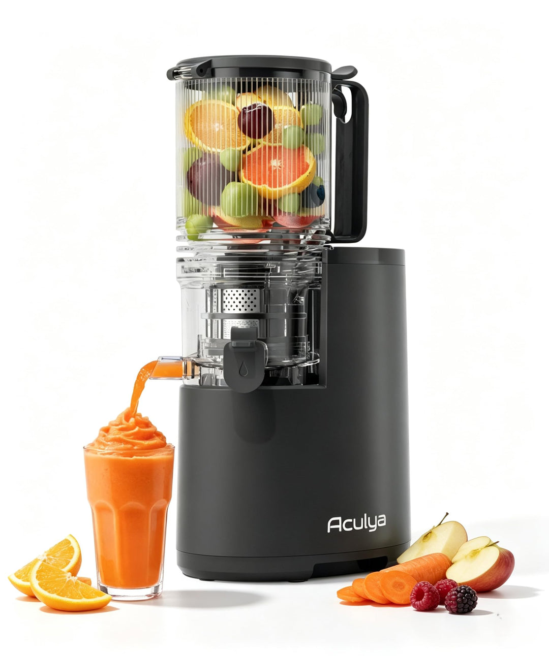 Entsafter Slow Juicer, 1,6 L Hopper, 130 mm Einfüllöffnung, Vor-/Rücklauf, inkl. Reinigungsbürste Gr