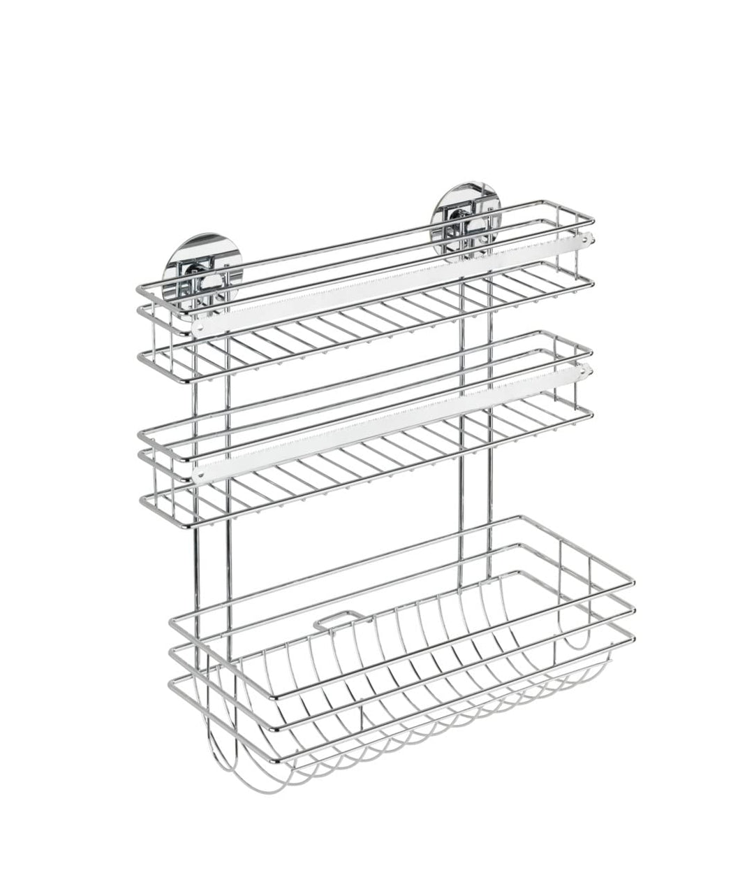 WENKO Turbo-Loc Küchenrollenhalter Trio - Befestigen ohne bohren, verchromtes Metall, 32.5 x 34 x 15