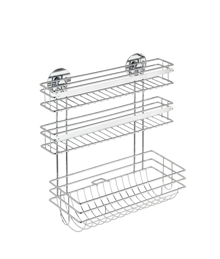 WENKO Turbo-Loc Küchenrollenhalter Trio - Befestigen ohne bohren, verchromtes Metall, 32.5 x 34 x 15