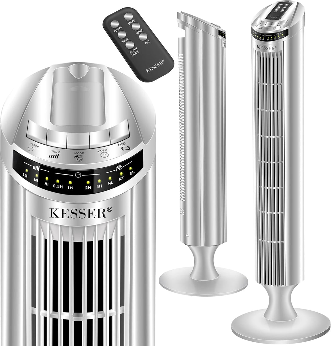 KESSER® Turmventilator mit Fernbedienung | 90° Oszillationswinkel | 3 Stufen | 90 cm |+ Timerfunktio