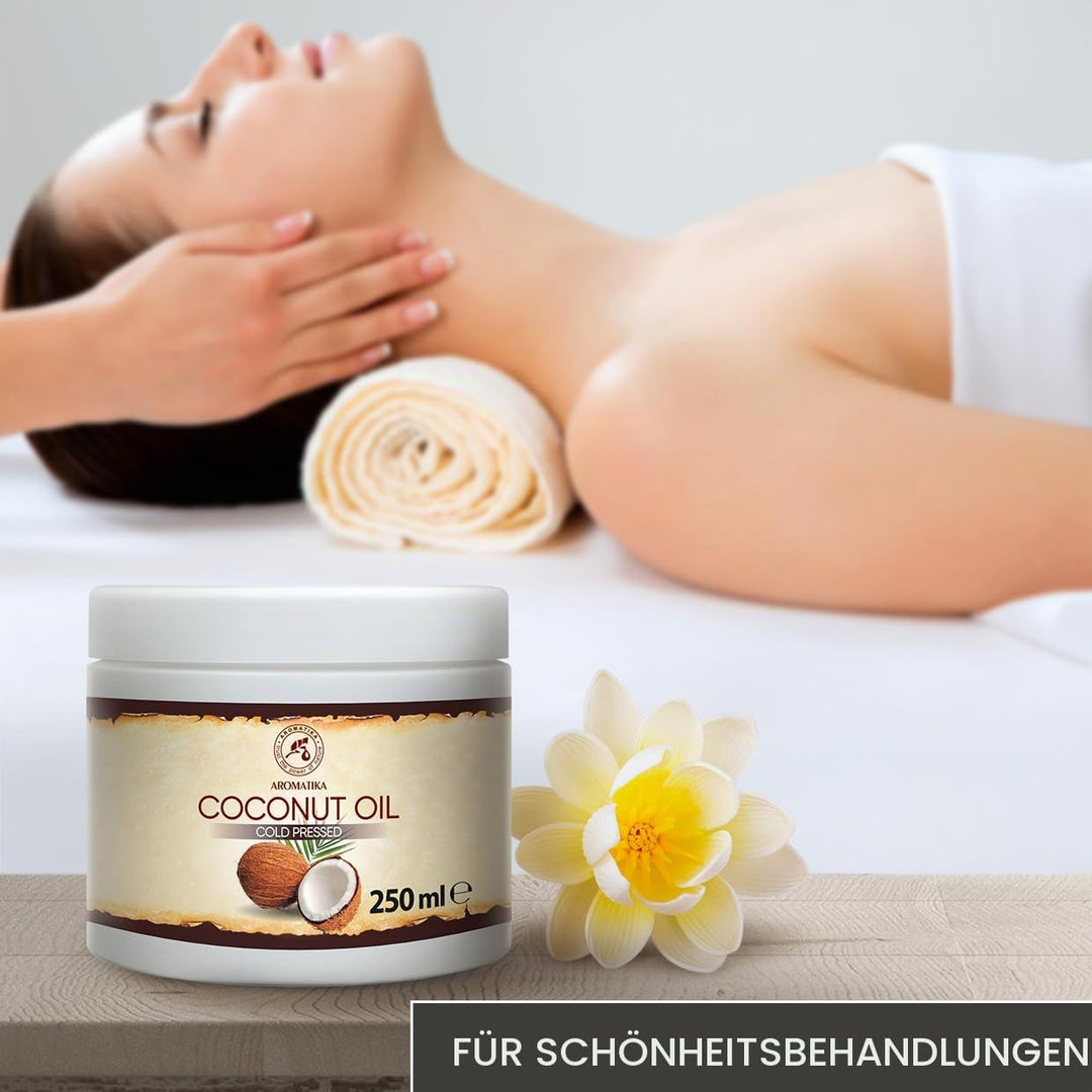 Kokosöl 250ml - Cocos Nucifera - Indonesien - Kaltgepresst - Rein &amp; Natürlich - Kokosnussöl - Unraff