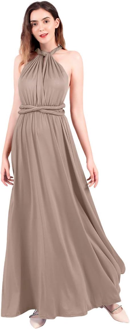 FYMNSI Damen Multiway Lange Abendkleid Hochzeit Brautjungfernkleid Bodenlang Partykleid Cocktailklei