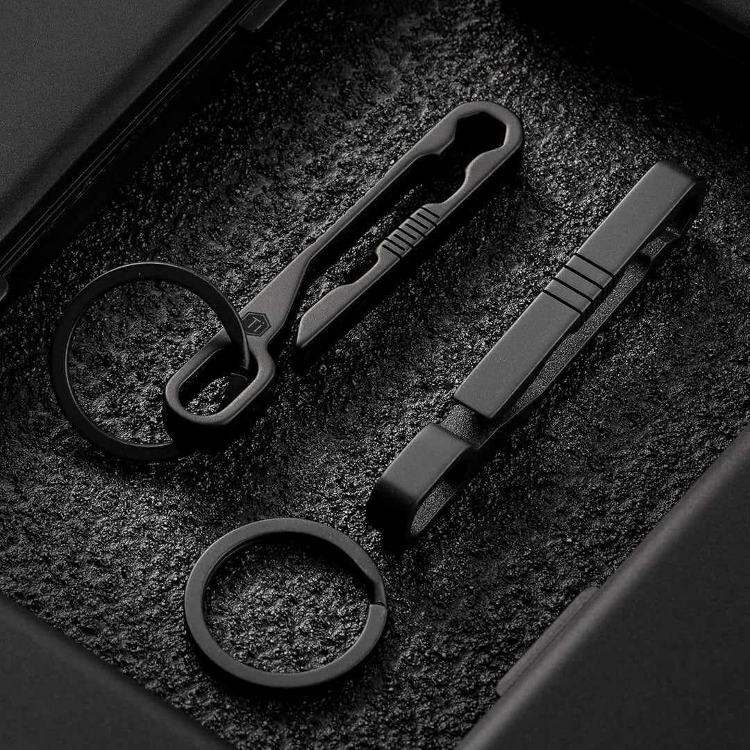 KeyUnity KM07 Titan-Schlüsselanhänger, Taschenclip, 2-in-1-Schlüsselringhalter für Gürtel mit Sechsk