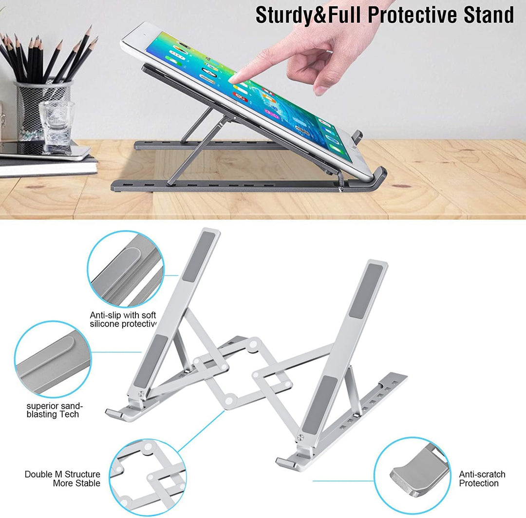 Laptop Ständer, Faltbar Höhenverstellbar Laptopständer Tragbarer Notebook Ständer, Kompatibel mit Ma