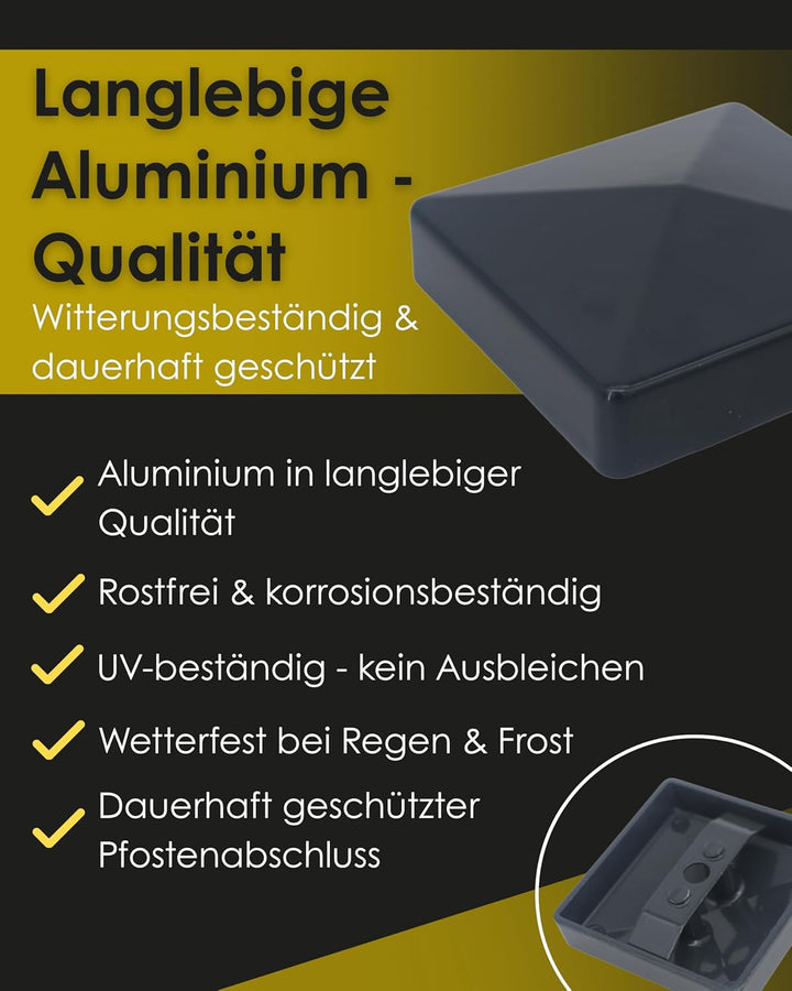 Zaundirekt Alu Pfostenkappe 80x80mm in RAL 7016 Anthrazit