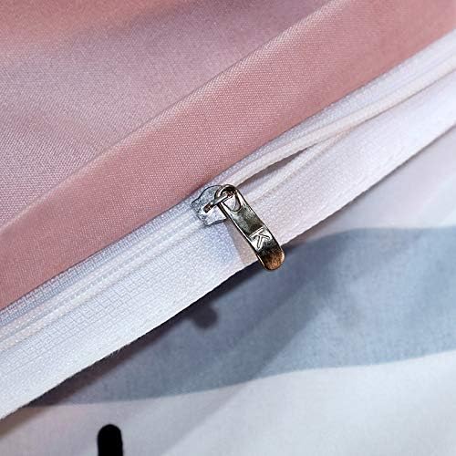 ED-Lumos Bettwäsche 240x220cm 4 teilig Duvet Cover Rosa Herz Bettbezug 240x220cm Set mit Kissenbezüg