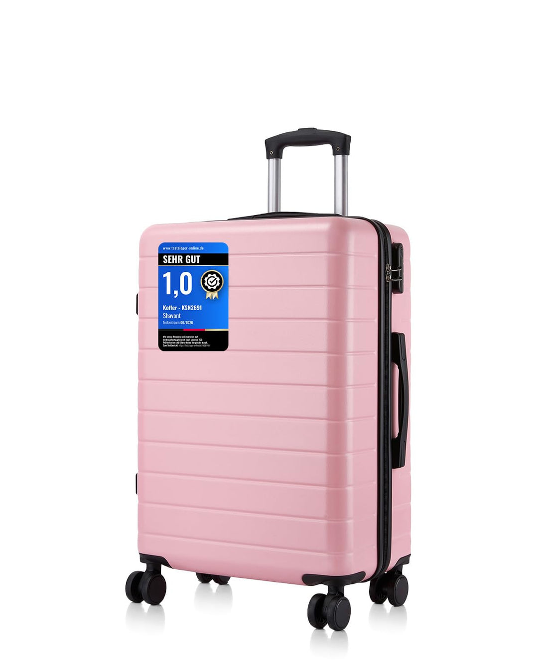 Koffer Mittelgross L 66cm, Leichter ABS+PC Reisekoffer für Flugzeug, Ryanair Trolley mit 4 Rollen, H